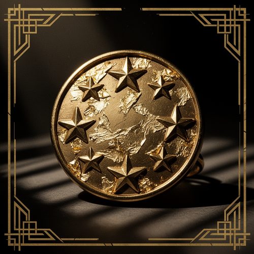 Gilded circle pin, game evidence prop